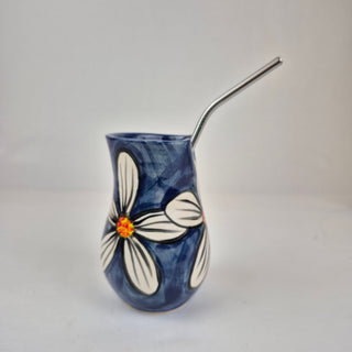 Tumbler With Straw - White Daisy