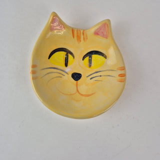 Trinket Dish - Yellow Cat Face