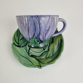 Flower Cup and Saucer - Purple