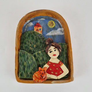 Wall Shrine- April and her cat