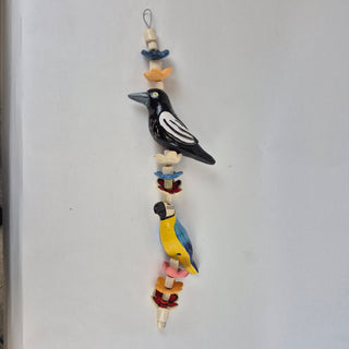 Hanging Beaded Magpie & Blue Parrot