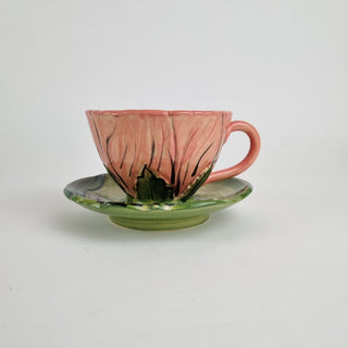 Flower Cup and Saucer - Coral