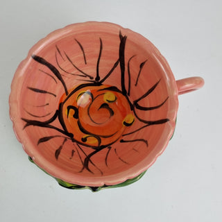 Flower Cup and Saucer - Coral