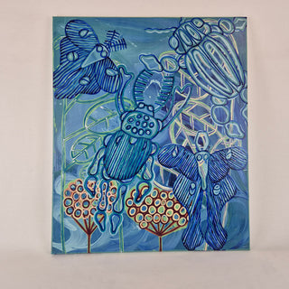 Blue Beetles & Friends - Peter Hughes painting