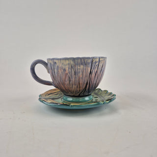 Flower Cup and Saucer - Purple