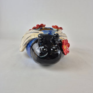 Planter - Blue Bee & Red Flowers