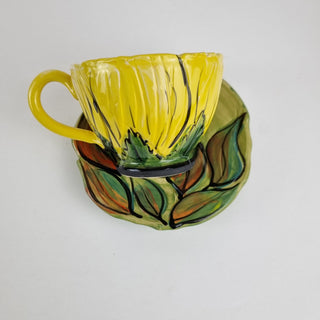 Flower Cup and Saucer - Bright Yellow