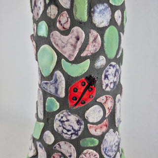 Bird Bath -Mosaic Pink & Green