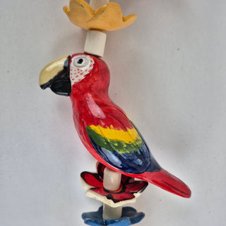 Hanging Beaded Red Parrots