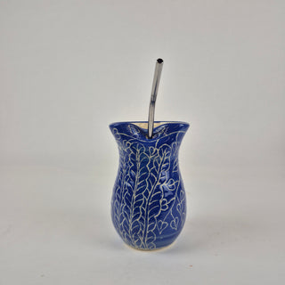 Tumbler With Straw - Blue & White