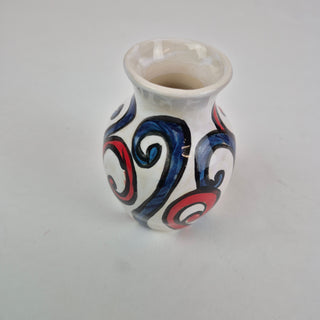 Mini Vase - Swirly Red & Blue