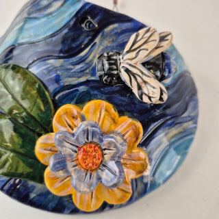 Mosquito Coil Holder Hanging- Bees on Blue