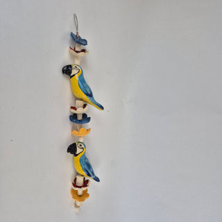 Hanging Beaded Blue Parrots