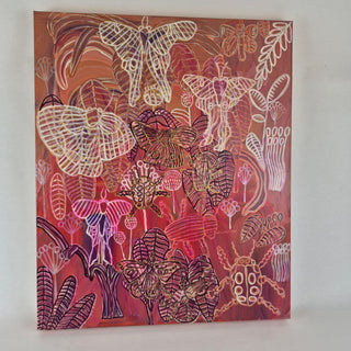 Insects on Red- Peter Hughes painting