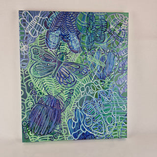 Insects on Blue & Green- Peter Hughes painting
