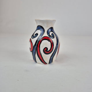 Mini Vase - Swirly Red & Blue