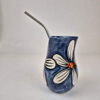 Tumbler With Straw - White Daisy