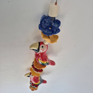 Hanging Beaded Red Parrots