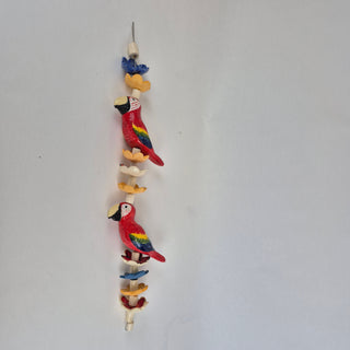 Hanging Beaded Red Parrots