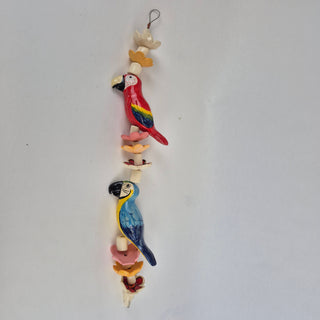 Hanging Beaded Blue Parrot & Red Parrot