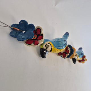 Hanging Beaded Blue Parrots