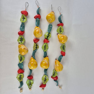 Hanging Beaded Pear & Strawberry