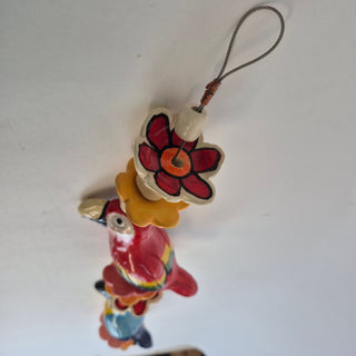 Hanging Beaded Blue Parrot & Red Parrot