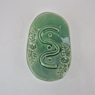 Soap Dish - Green Squiggle Floral