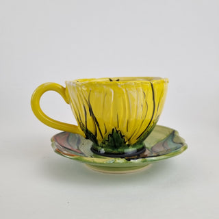 Flower Cup and Saucer - Bright Yellow