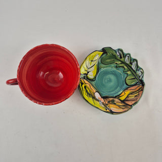 Flower Cup and Saucer - Red
