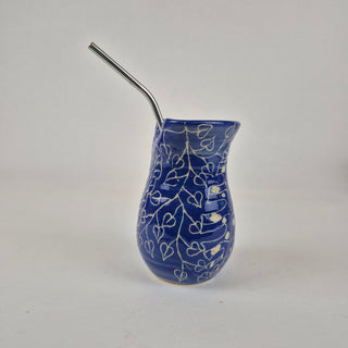 Tumbler With Straw - Blue & White