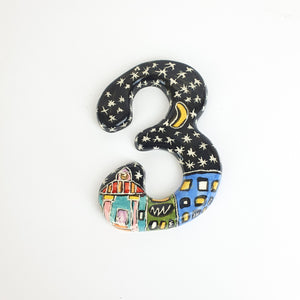 3 Pink  Starry Night   - House Number